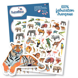 Gommettes - Animaux de la Jungle - Safari - Lion - Tigre - Savane - 94 pièces