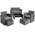 Tectake Salon de jardin MODENE 4 places avec housse de protection - gris