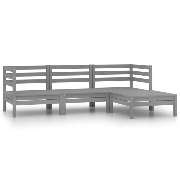 vidaXL Salon de jardin 4 Pièces Bois de pin massif Gris
