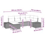 vidaXL Ensemble de canapé de jardin avec coussin 6 Pièces Noir polyrotin