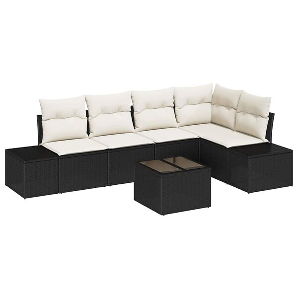vidaXL Ensemble de canapé de jardin 6 Pièces Noir polyrotin