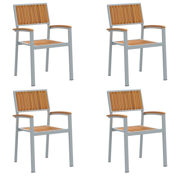 Chaises d'extérieur vidaXL 4 Pièces Empilables Grises en Bois d'Acacia Solide et Métal