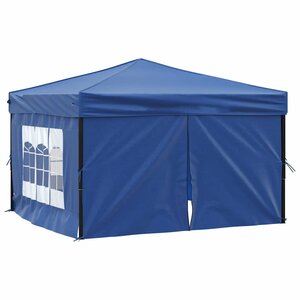 vidaXL Tente de réception pliable avec parois Bleu 3x3 m