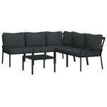 Salon de jardin meuble d'extérieur ensemble de mobilier 6 pièces avec coussins gris acier 02_0016764