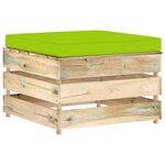 vidaXL Salon de jardin 4 Pièces avec coussins Bois imprégné de vert