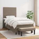 vidaXL Sommier à lattes de lit avec matelas Taupe 90x200 cm Tissu