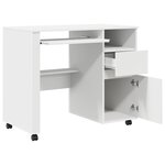 vidaXL Bureau blanc avec tiroirs Blanc MDF  Panneau de particules Standard