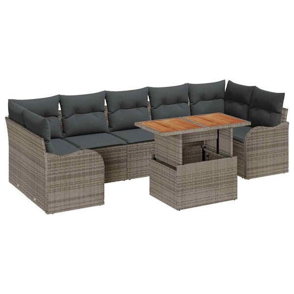 vidaXL Ensemble de canapé de jardin 8 Pièces Gris Poly rotin