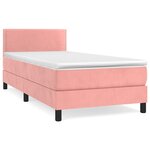 vidaXL Sommier à lattes de lit avec matelas Rose 100x200 cm Velours