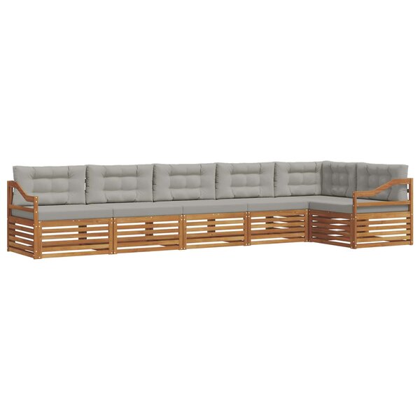 vidaXL Ensemble de canapés d'extérieur 6 Pièces Gris Naturel et Clair