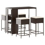 vidaXL Ensemble de bar de jardin avec coussins 5 Pièces marron poly rotin