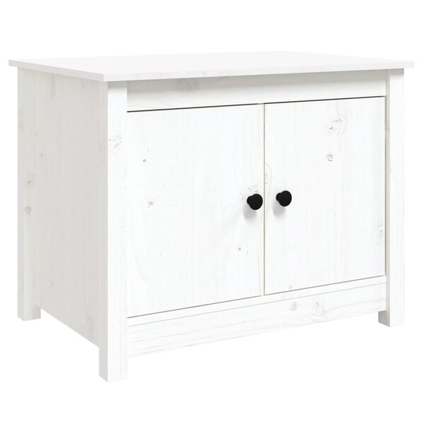 vidaXL Table basse Blanc 71x49x55 cm Bois massif de pin
