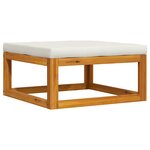 vidaXL Repose-pied avec coussin blanc crème Bois d'acacia massif