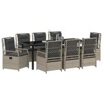 vidaXL Ensemble de salle à manger pour jardin 9 Pièces Gris clair
