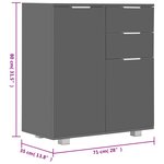 vidaXL Buffet Gris brillant 71x35x80 cm Bois d'ingénierie
