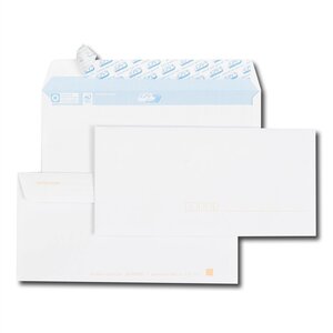 Paquet de 50 enveloppes blanches dl 110x220 90 g précasées bande de protection gpv