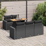 vidaXL Salon de jardin 6 Pièces avec coussins noir résine tressée