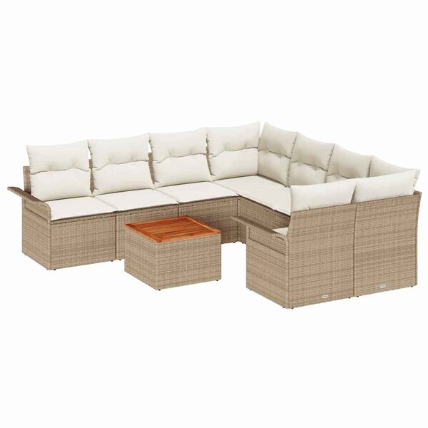 vidaXL Ensemble de canapé de jardin avec coussin 9 Pièces Beige et crème