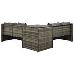 vidaXL Salon de jardin 4 Pièces avec coussins résine tressée gris