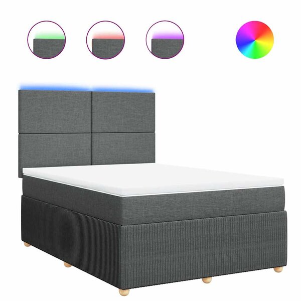 vidaXL Sommier à lattes de lit avec matelas Gris foncé 160x200cm Tissu