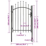 vidaXL Portail de jardin Acier 1 x 2 m Noir