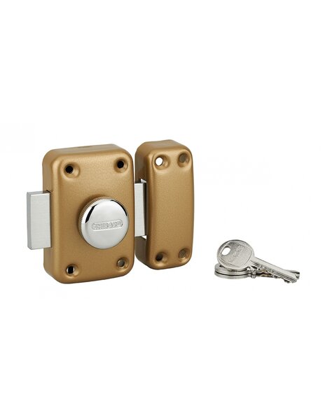 THIRARD - Verrou à bouton Apache pour porte d'entrée  cylindre 35mm  acier  3 clés  époxy or