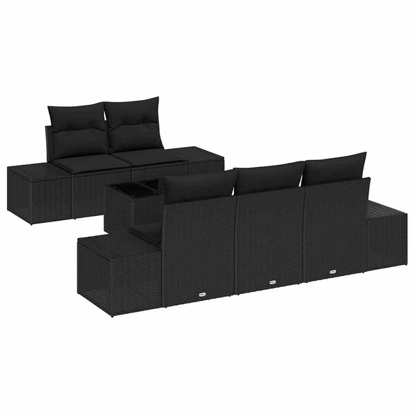 vidaXL Ensemble de canapé de jardin 6 Pièces Noir Poly rotin