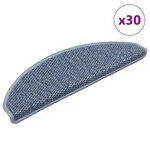vidaXL Tapis d'escalier autocollants 30 Pièces 65x21x4 cm bleu