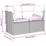 vidaXL Canapé de jardin 2 places avec coussins gris résine tressée