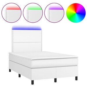 vidaXL Sommier à lattes de lit matelas LED blanc 120x190 cm similicuir