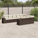 vidaXL Salon de jardin 10 Pièces avec coussins marron résine tressée