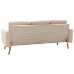 vidaXL Canapé à 3 places Crème Tissu