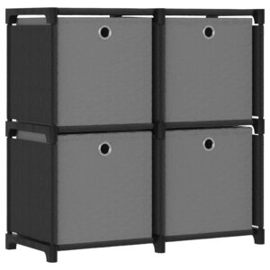 vidaXL Étagère à 4 cubes avec boîtes Noir 69x30x72 5 cm Tissu