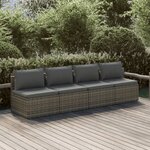 vidaXL Salon de jardin 4 Pièces avec coussins Gris Résine tressée