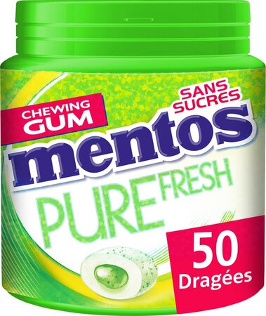 Mentos Chewing-gum Pure Fresh citrus au thé vert s/sucres 100g