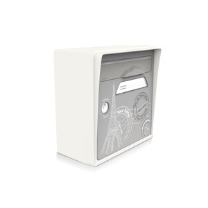 Boîte aux lettres compacte blanche – "Paris est belle" – fabriquée en France – en résine – ne rouille pas – porte interchangeable