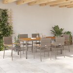 Ensemble de Salle à Manger de Jardin vidaXL 7 Pièces Gris Poly Rattan