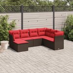 vidaXL Salon de jardin avec coussins 7 Pièces marron résine tressée
