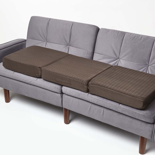Coussin d'assise déhoussable pour canapé 3 places en suédine  Chocolat - HOMESCAPES