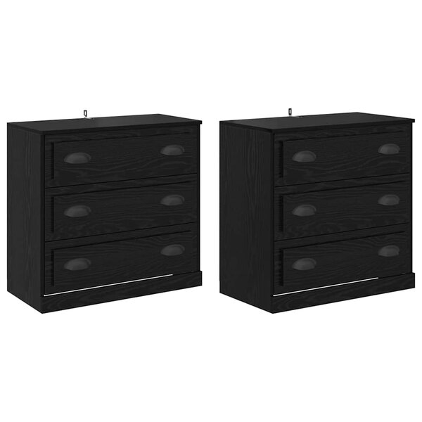 vidaXL Buffets 2 Pièces Chêne noir 70 x 35 5 x 67 5 cm Bois d'ingénierie