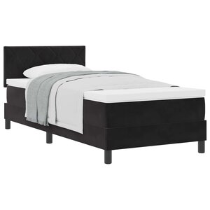 vidaXL Lit à ressorts avec matelas Noir 90 x 200 cm Velours