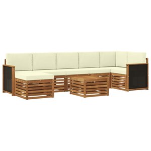 vidaXL Ensemble de canapés d'extérieur 7 pc Naturel et Crème