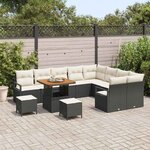 vidaXL Ensemble de canapé de jardin 12 Pièces Noir Poly rotin