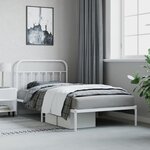 vidaXL Cadre de lit métal avec tête de lit blanc 107x203 cm