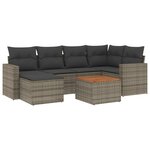 vidaXL Salon de jardin avec coussins 7 Pièces gris résine tressée