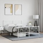 vidaXL Cadre de lit métal sans matelas et pied de lit blanc 140x200 cm
