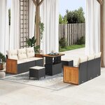 vidaXL Ensemble de canapé de jardin 9 Pièces Noir  Crème 90 x 55 x 71 cm