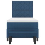 vidaXL Lit à Ressort avec Matelas et Banc Bleu 90x200 cm en Tissu