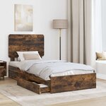 vidaXL Lit de Rangement Chêne fumé 90 x 190 cm Bois d'ingénierie