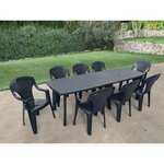 Table de jardin avec rallonge Lipari 2 - 8 a 10 places - 250 x 90 x 72, 8 cm - Gris anthracite